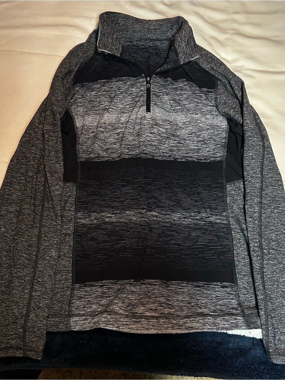 lululemon athletica Men's Gray and Black Quarter-Zip Performance Pullover